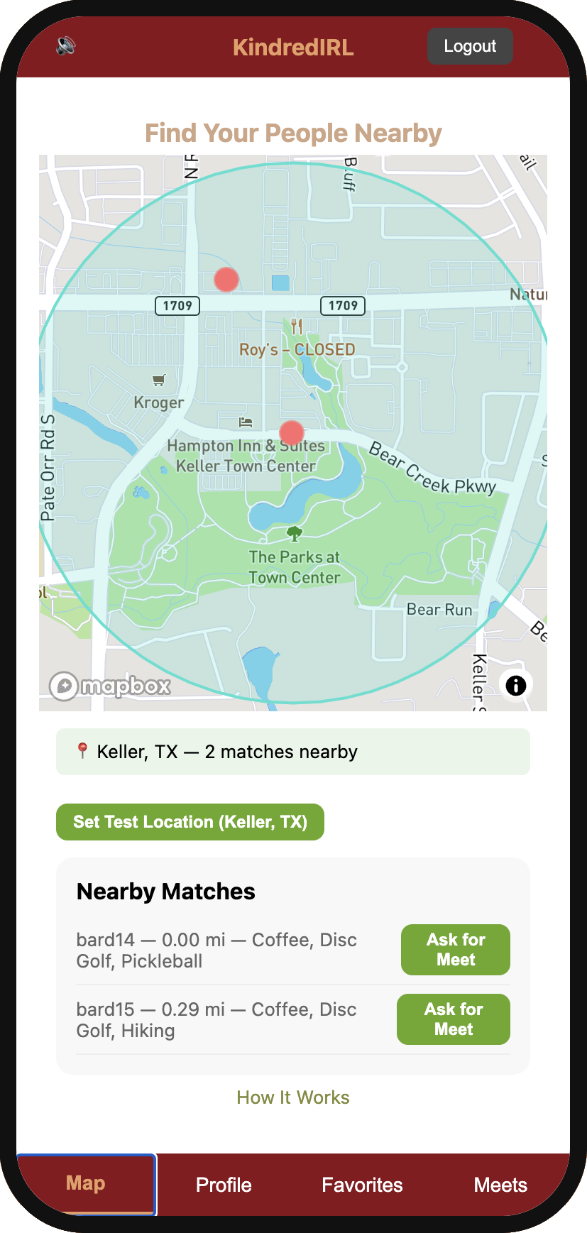 KindredIRL map